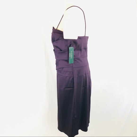 RALPH LAUREN Cocktail Dress Purple Size 14 NWT Sateen - Picture 4 of 10